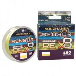 Леска плетеная "Sensor X8" 150м/0.09мм 3.64кг (#0.3-8Lb) цв. флуо желтый X8-SFY-009 - Оружейно-рыболовный центр BALLISTICA