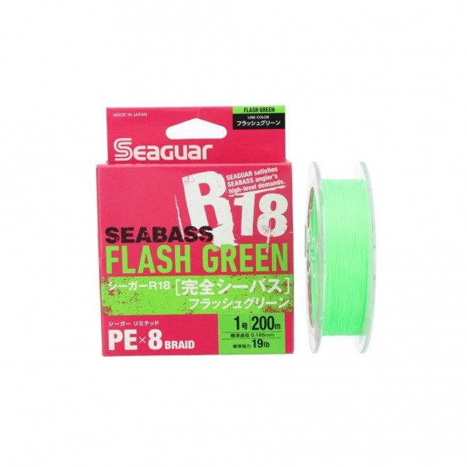 Плетеный шнур Seaguar R-18 Kanzen Seabass Flash Green X8 1.0 150м - Оружейно-рыболовный центр BALLISTICA